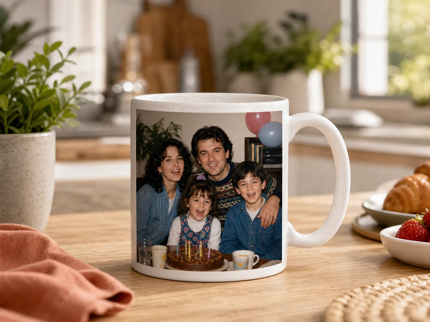 Mok met gerestaureerde familiefoto